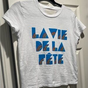 MOTHER White Tee with Blue and Multicolor Graphic